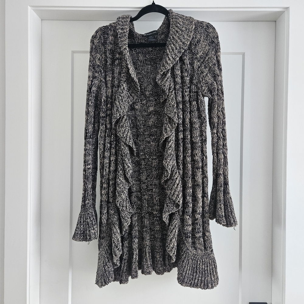 INC open front cardi with bell sleeve and ruffle front ladies XL
